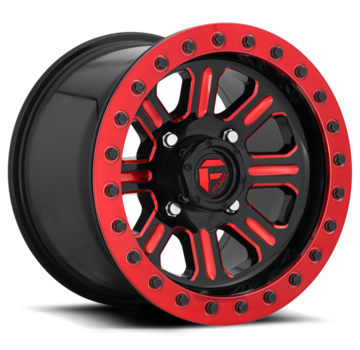 Fuel Off-Road Fuel Off-Road - D911 Hardline Beadlock (Lightweight Ring) Gloss Black w/ Candy Red 15x7 4/136 +38mm