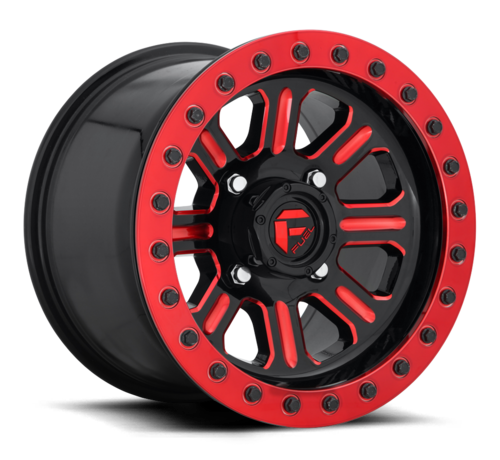 Fuel Off-Road Fuel Off-Road - D911 Hardline Beadlock (Lightweight Ring) Gloss Black w/ Candy Red 15x10 4/136 +25mm