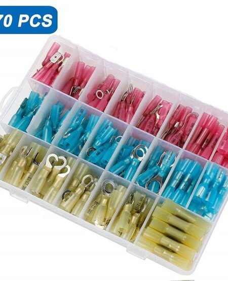 270 PCS Heat Shrink Wire Connector Kit Electrical Insulated Crimp Marine Automotive Terminals Set
