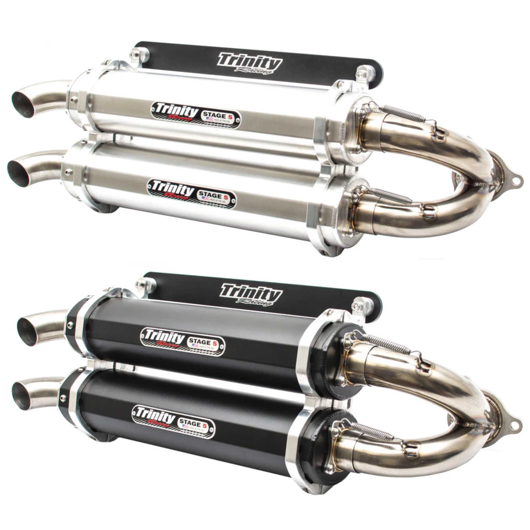 Trintiy Racing Trinity Exhaust - Polaris XP/XPT - Turbo S - Dual Slip On - Black or Brushed