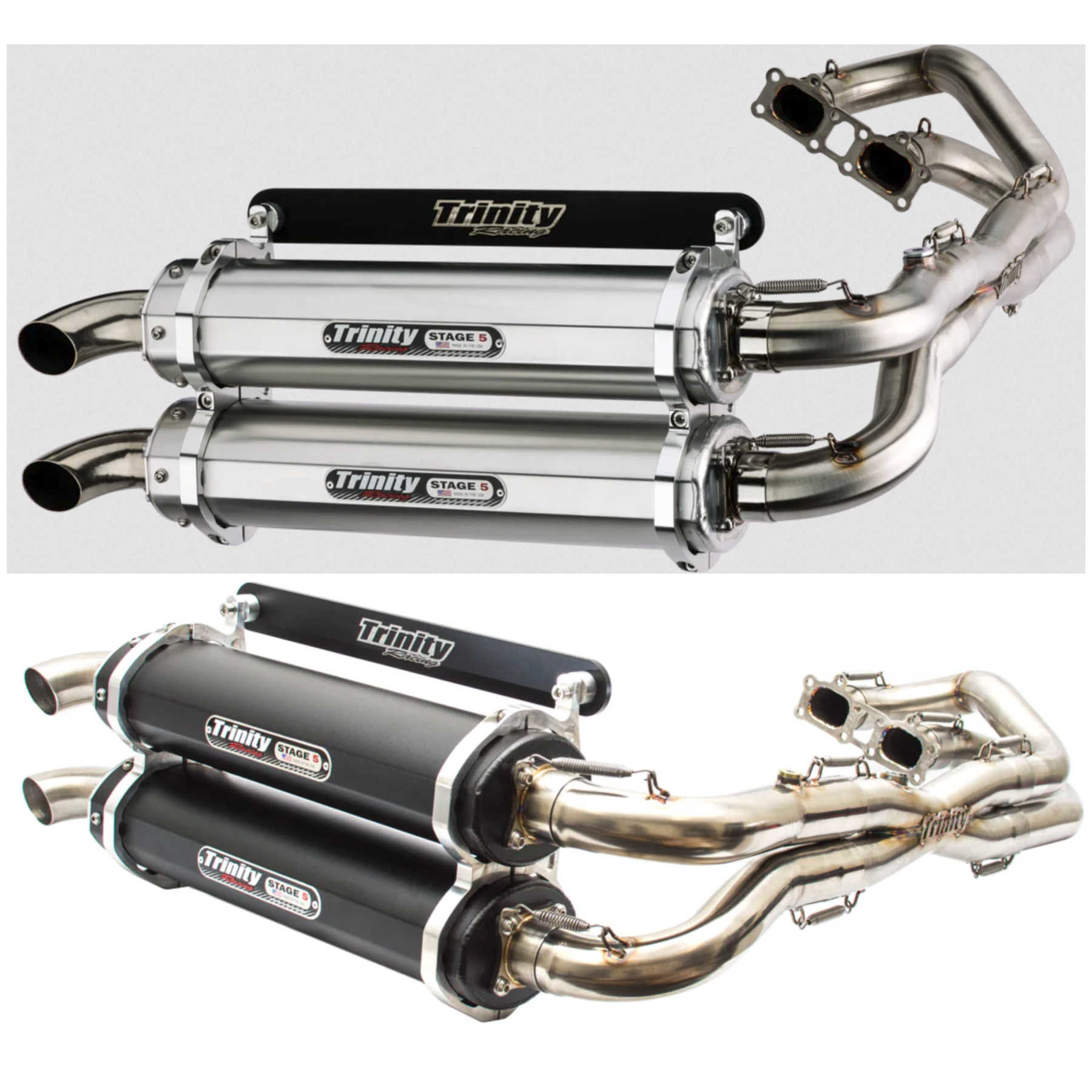 Trinity Exhaust - Polaris XP +15 - Full Dual Full System - Black or Brushed