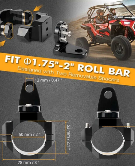 WLO - Whip / LED Pod Light/Antenna Bar Clamp Mount - 360 Degree - 1.75" - 2.00" WLO - Whip / LED Pod Light/Antenna Bar Clamp Mount - 360 Degree - 1.75" - 2.00"