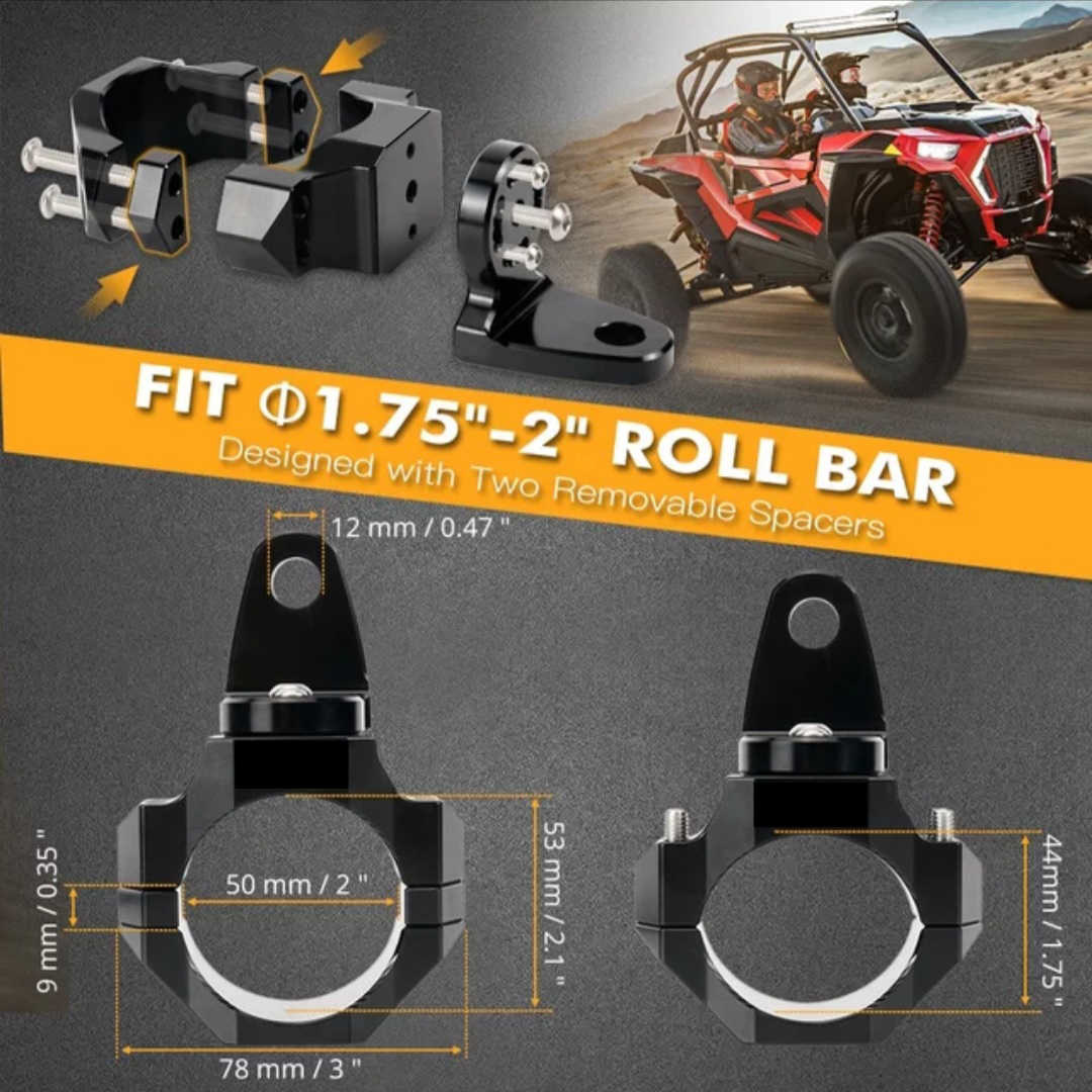 White Lightning WLO - Whip / LED Pod Light/Antenna Bar Clamp Mount - 360 Degree - 1.75" - 2.00"