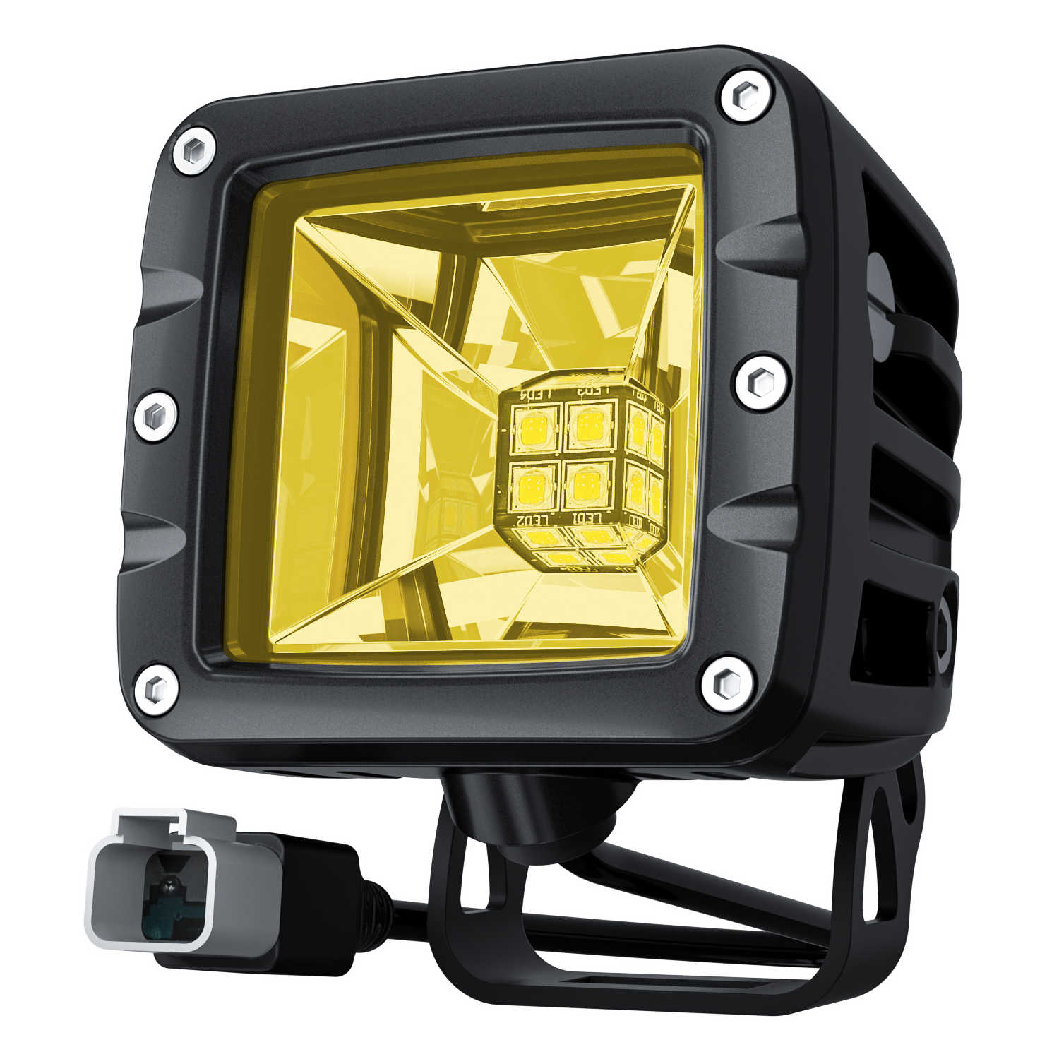 White Lightning White Lightning Offroad - 4" Dual Row Yellow - 40 Watt Cree - LED Scene Light Pod Kit  (2 Lights, Hanress, Mounts, and Switch)