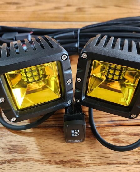 White Lightning Offroad - 4" Dual Row Yellow - 40 Watt Cree - LED Scene Light Pod Kit  (2 Lights, Hanress, Mounts, and Switch)