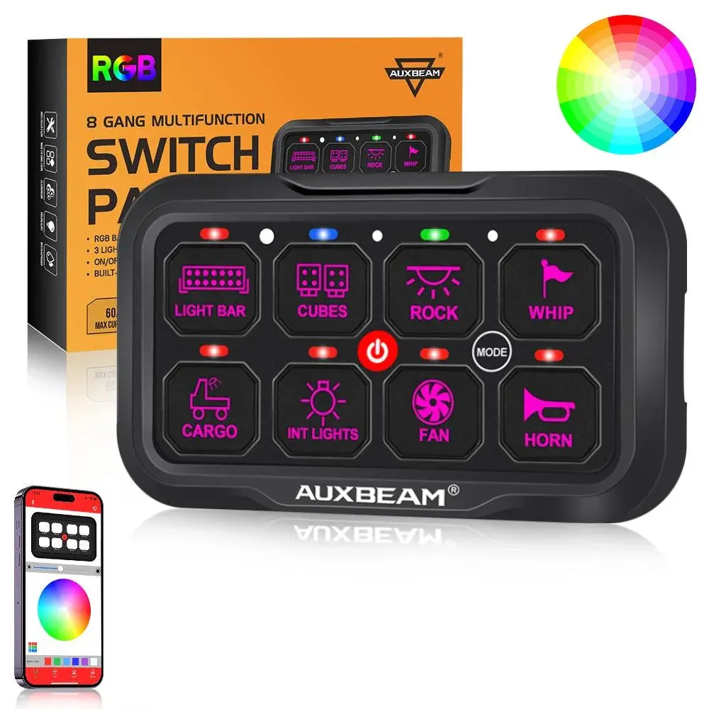 AUXBEAM - RGB AR Series 8 PANEL Gang LED Switch Panel, Off Road Light Controller