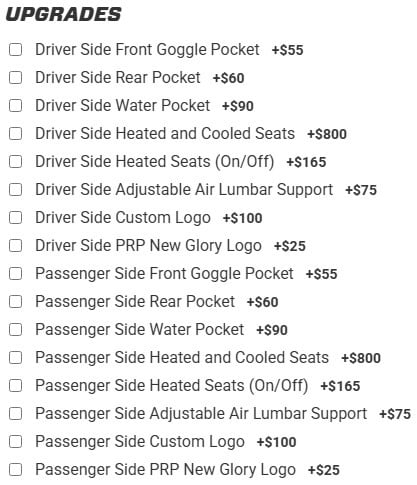 PRP Seats PRP SEATS - XCR Suspension Seat (Pair with Mounts) (CUSTOM ORDER)