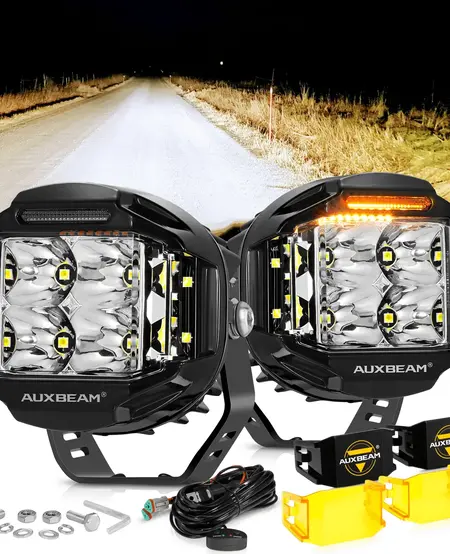 AUXBEAM - V-MAX Series | 4" Spot Beam Side Shooter LED Round Pod Lights (PAIR)
