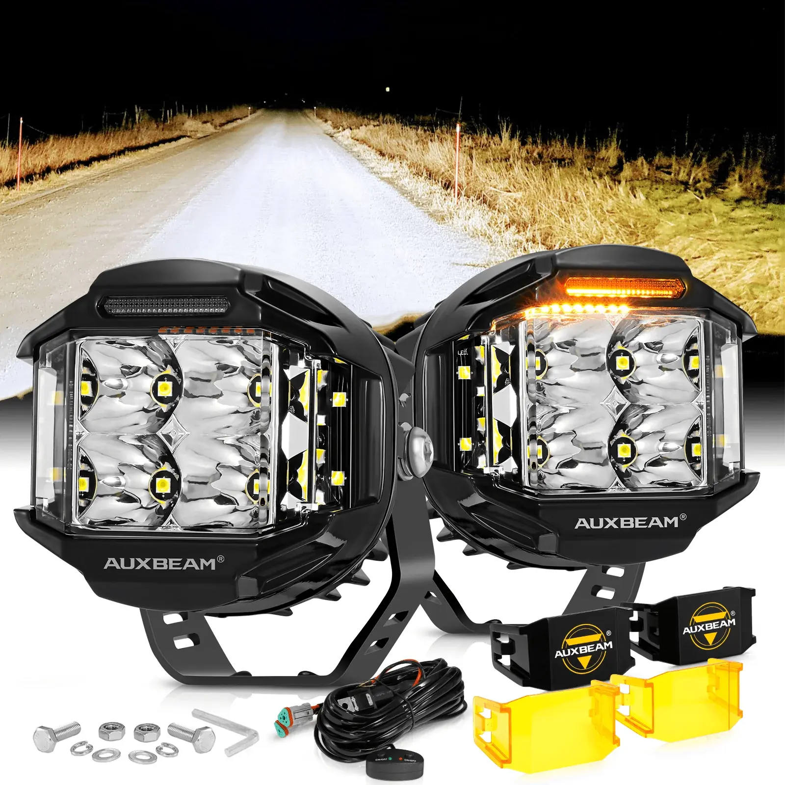 AUXBEAM AUXBEAM - V-MAX Series | 4" Spot Beam Side Shooter LED Round Pod Lights (PAIR)