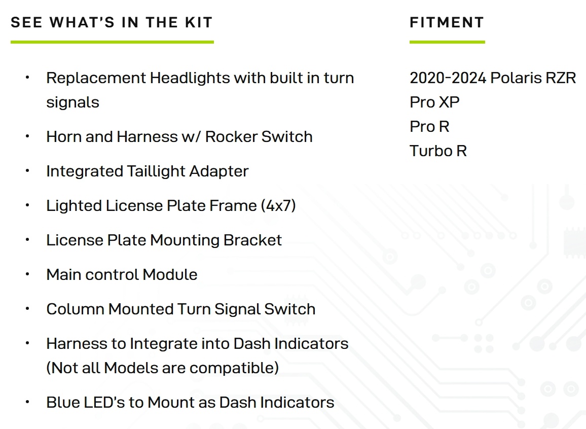 WD ELECTRONICS - Replacement Headlights 2020 - 2024 Polaris RZR Pro XP, Pro R, Turbo R