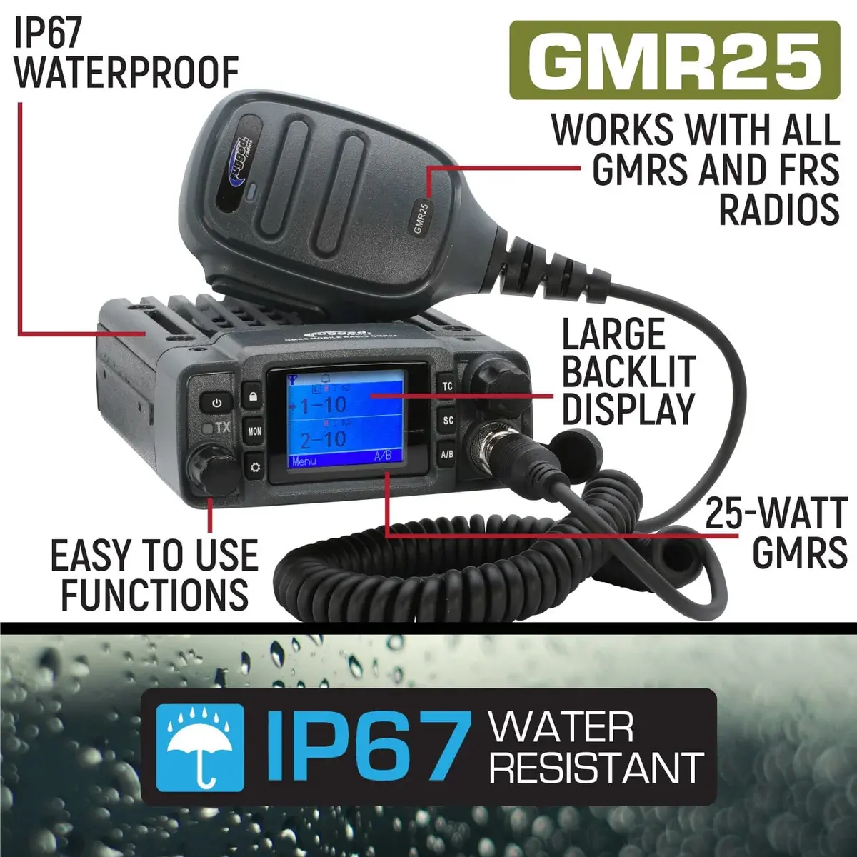 RUGGED RADIO Rugged - GMR25 Waterproof GMRS Mobile Radio