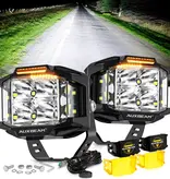AUXBEAM AUXBEAM - V-MAX Series | 4 Inch 92W 8960LM Spot Beam Side Shooter LED Square Pod Lights with Amber DRL