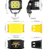AUXBEAM AUXBEAM - V-MAX Series | 4 Inch 92W 8960LM Spot Beam Side Shooter LED Square Pod Lights with Amber DRL