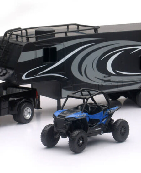 NEW-RAY REPLICA PICK UP TOY HAULER W/POLARIS VEHICLES SET