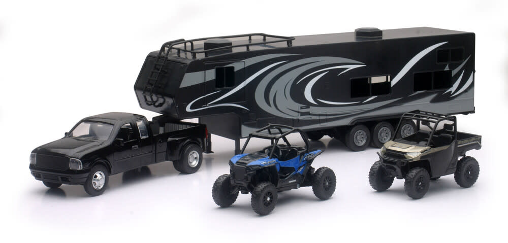 NEW-RAY REPLICA PICK UP TOY HAULER W/POLARIS VEHICLES SET