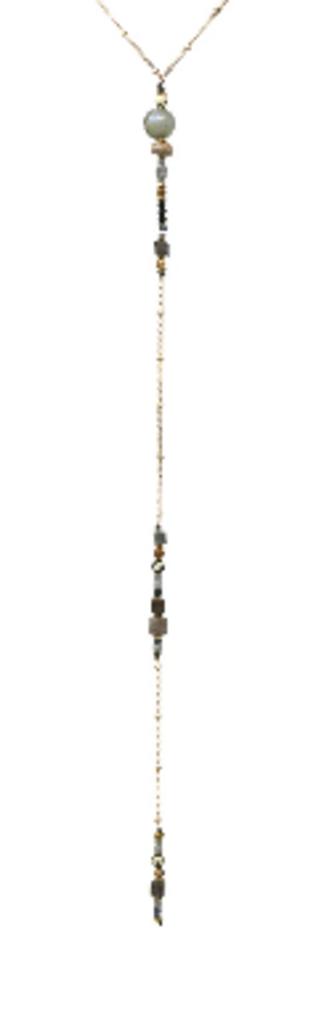 Blue Suede Jewels Natural Stone Beaded Y- Necklace
