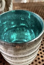One Hundred 80 Degrees Striped Turquoise Votive Candle Holder