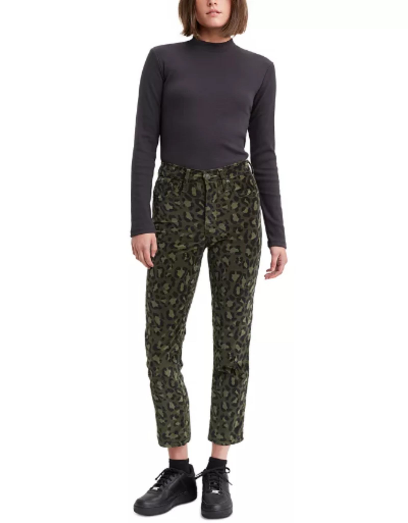 Levi's 724 Leopard Camo Printed Cropped Straight-Leg Jeans