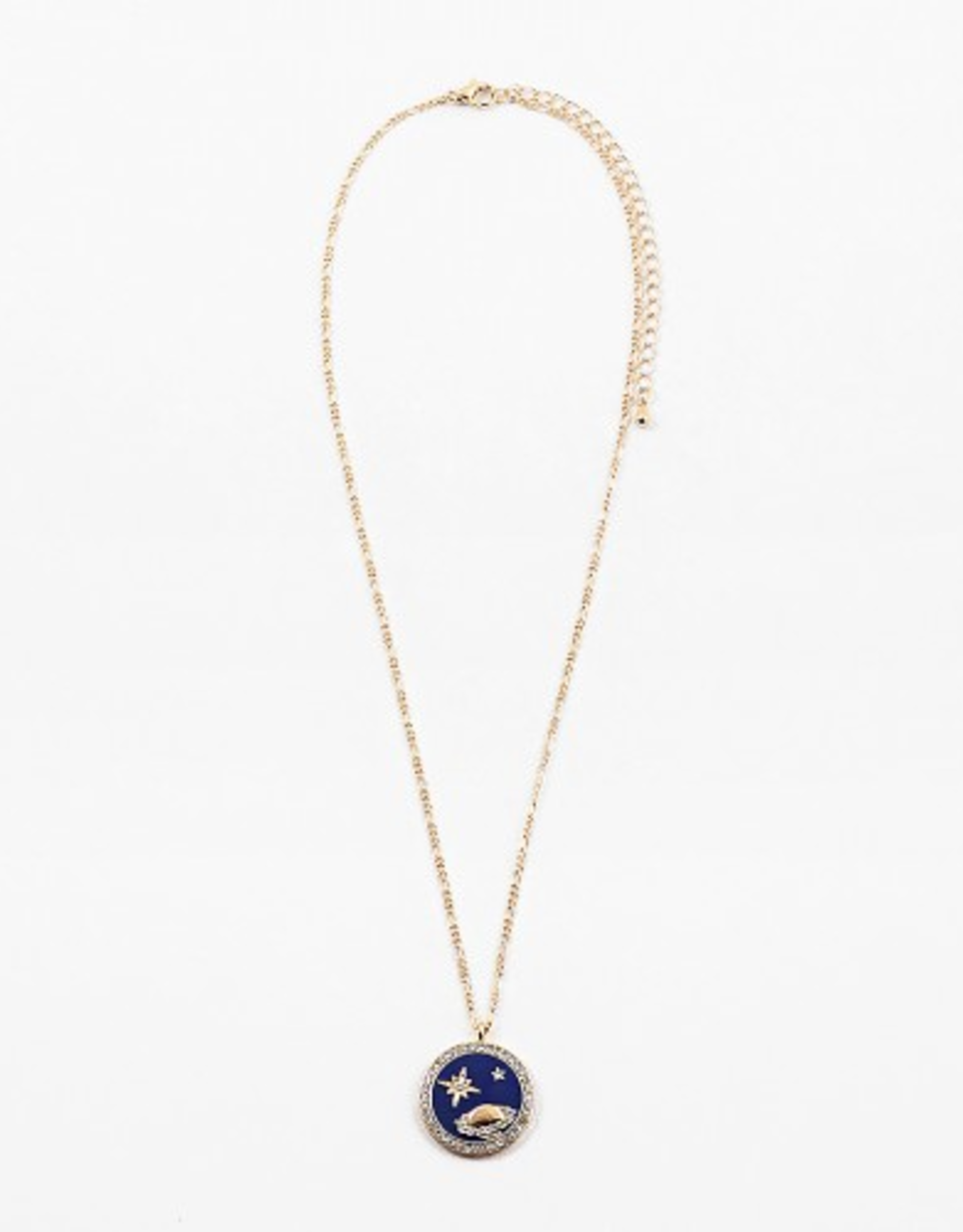 Blue Suede Jewels Saturn & Stars Enamel Pendant Necklace