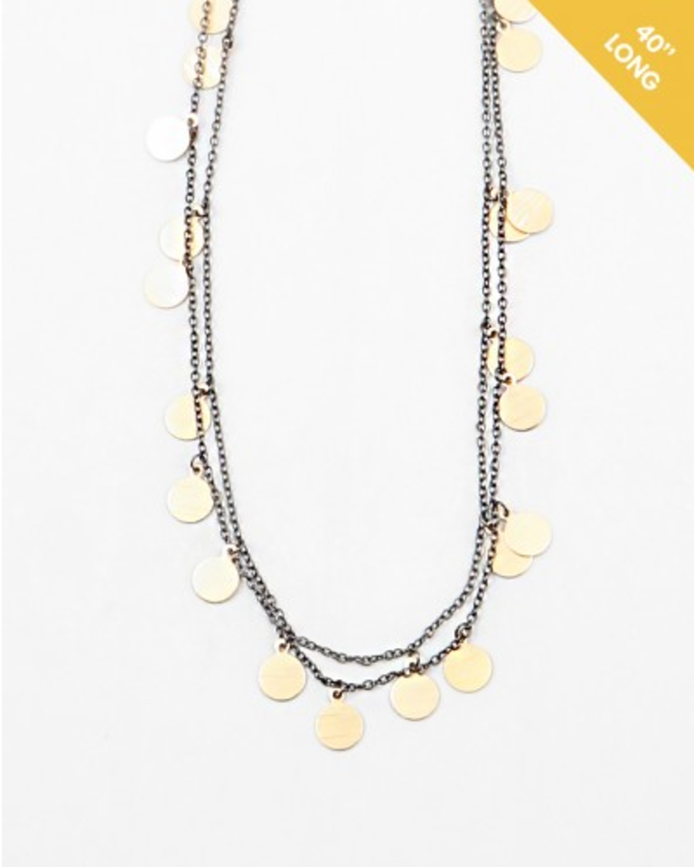 Blue Suede Jewels Long Disc Necklace