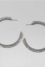 Blue Suede Jewels Glass Bead Wrapped Hoop Earrings