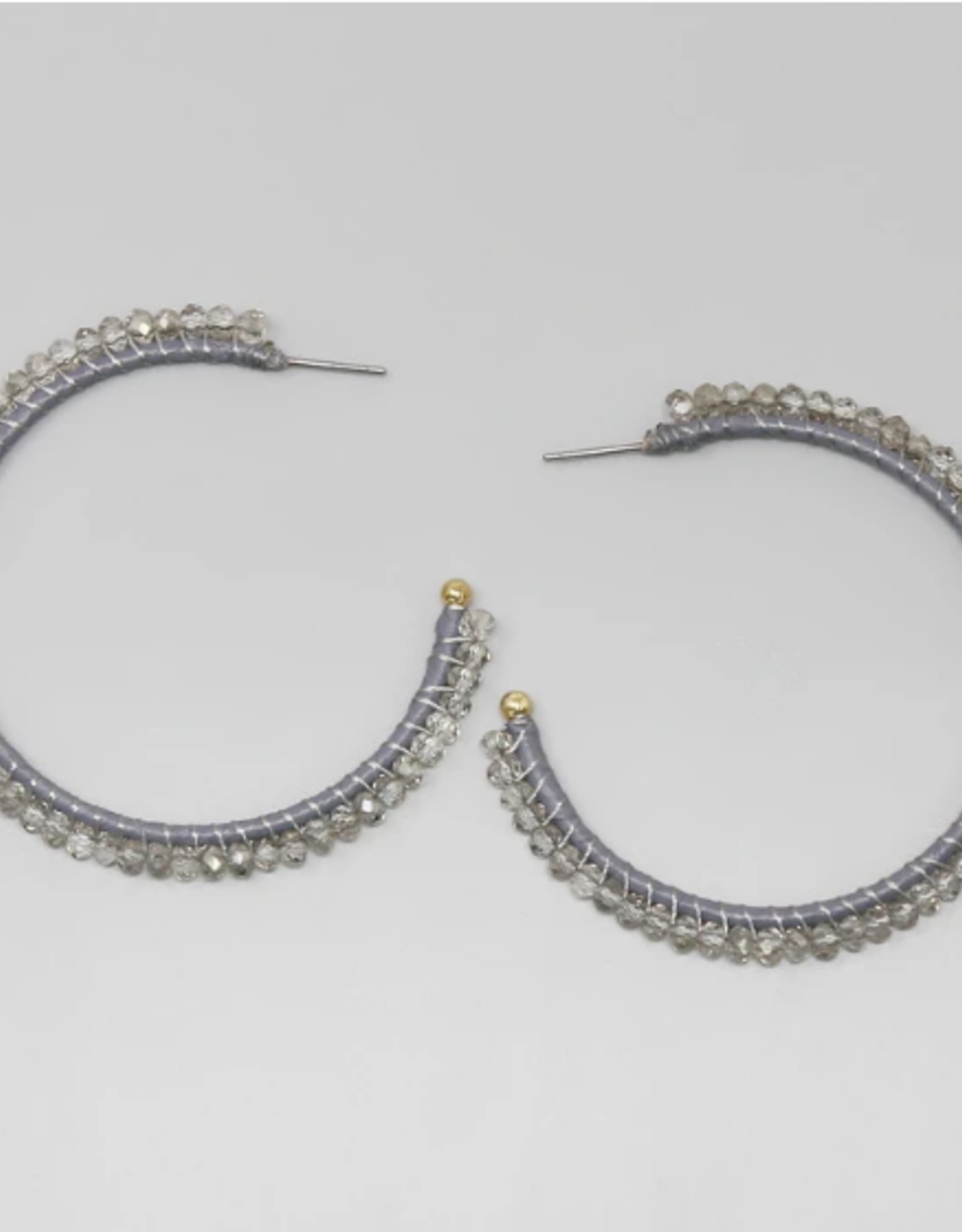 Blue Suede Jewels Glass Bead Wrapped Hoop Earrings