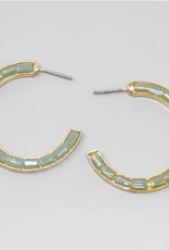 Blue Suede Jewels Glass Stone Bead Embellished Hoop Earrings