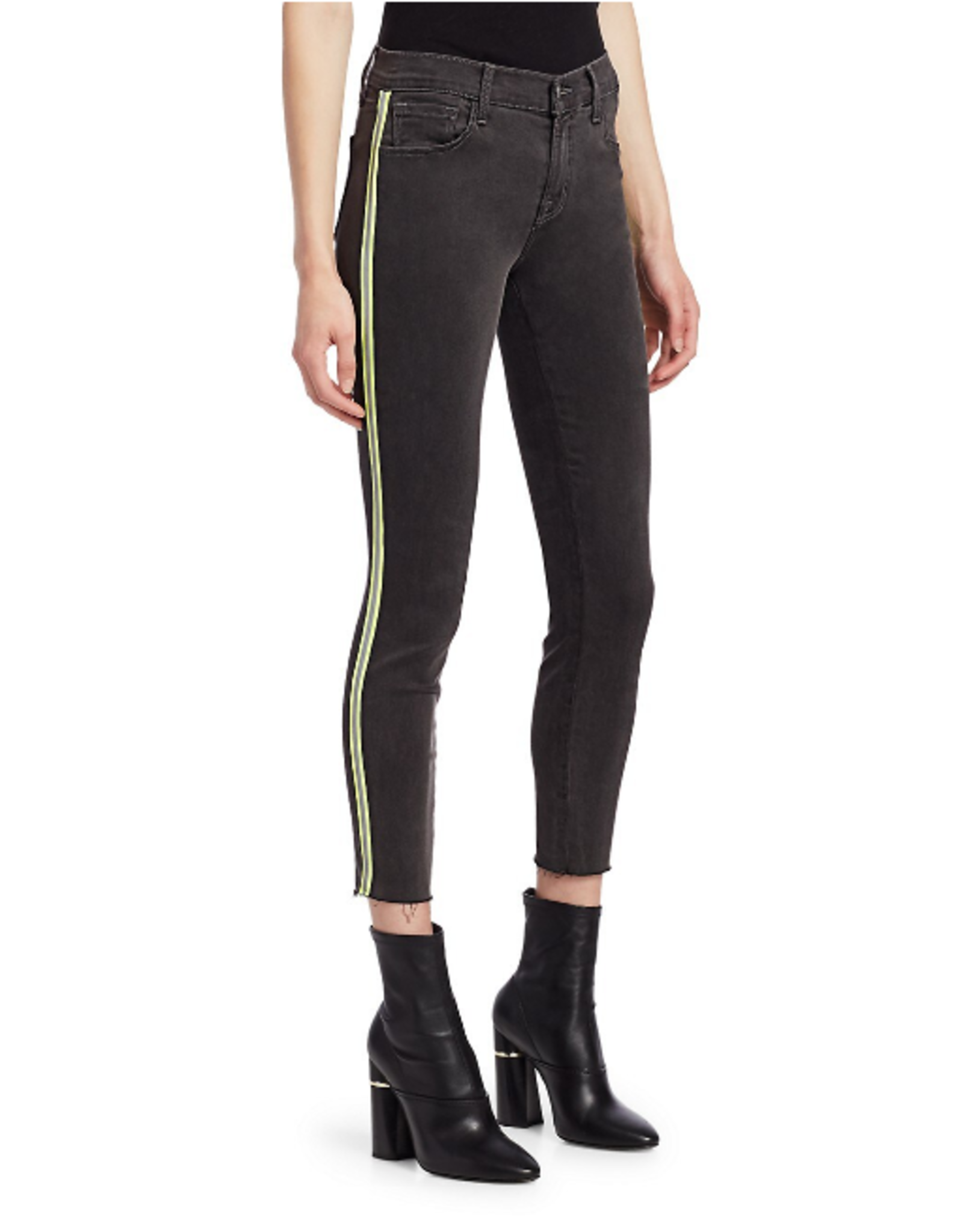J Brand Mid-Rise Racing Stripe Crop Skinny Jeans