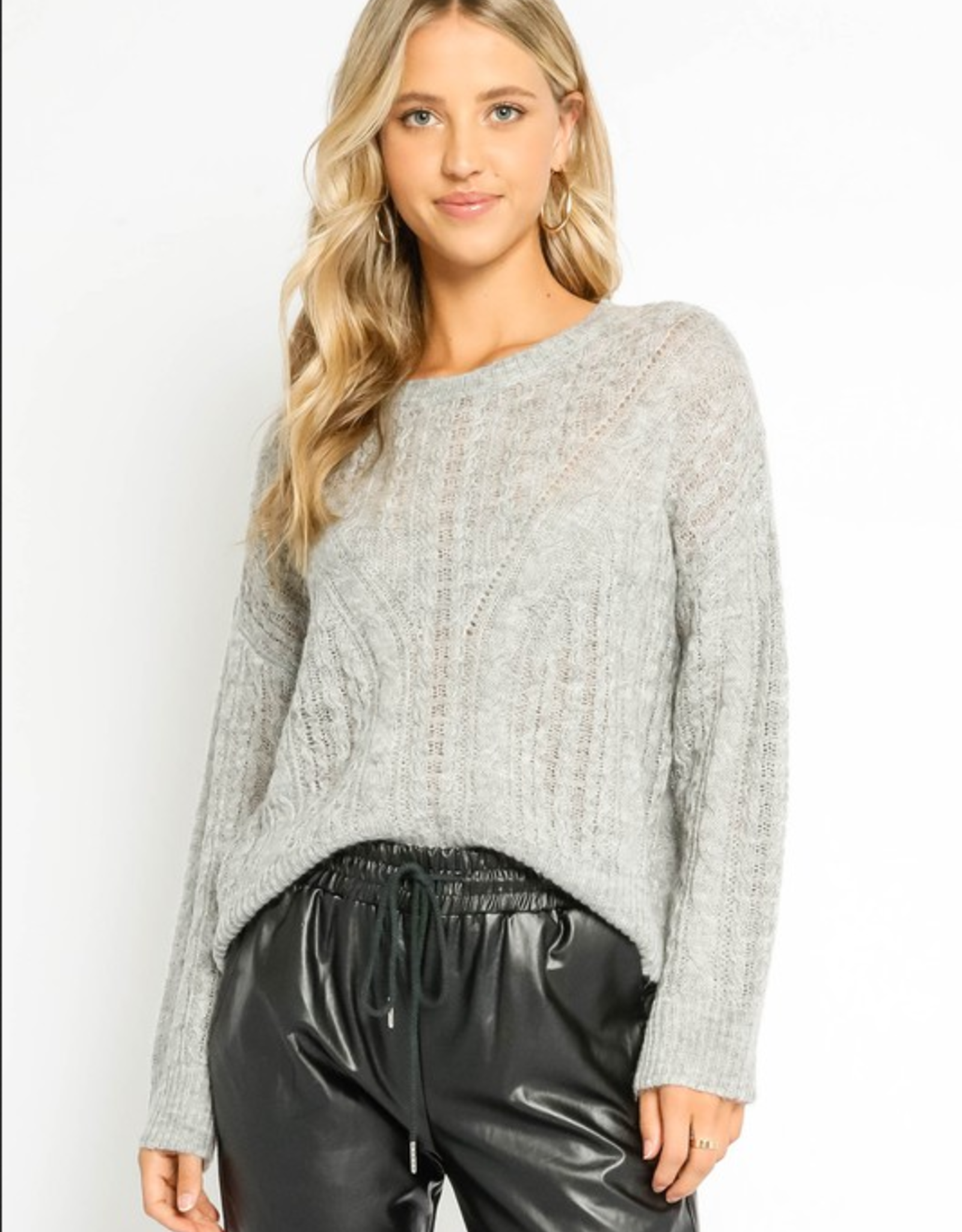 Olivaceous Mid Weight Cable Knit Sweater