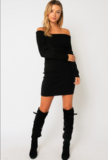 Olivaceous Off the Shoulder Sweater Dress