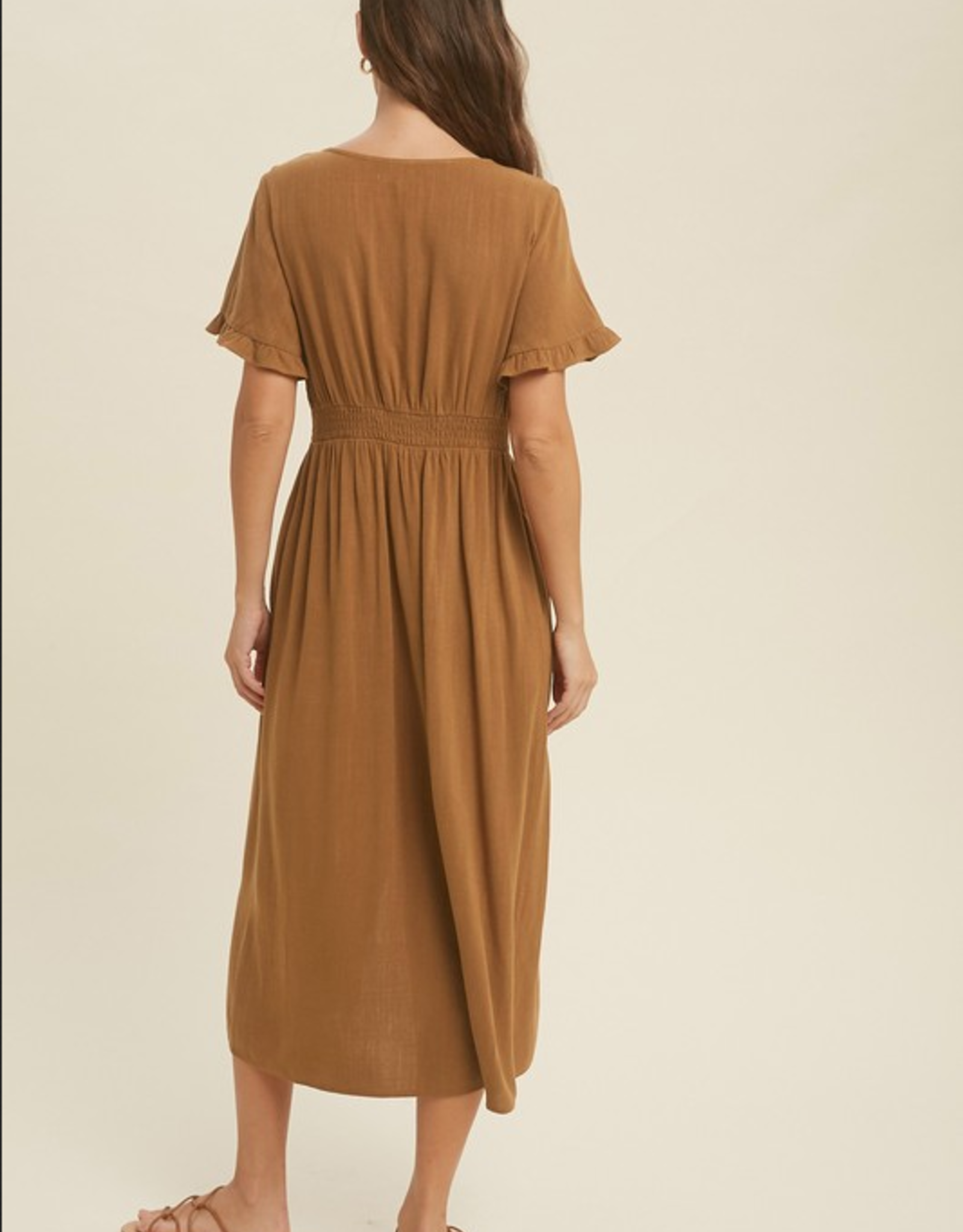Wishlist Lined Linen Midi Dress with Pockets