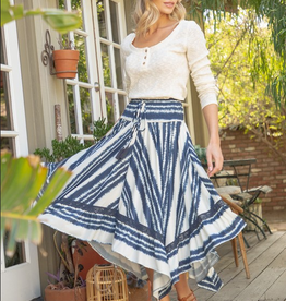 Voy Asymmetrical Striped Midi Skirt