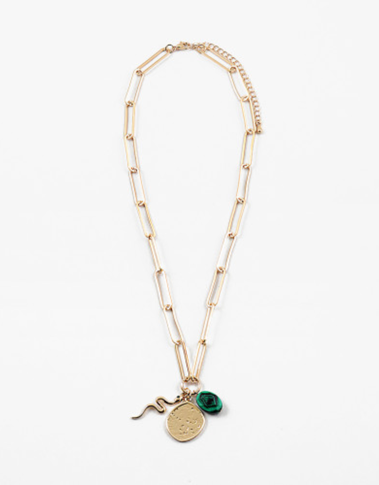 Blue Suede Jewels Snake Amulet Necklace