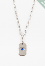 Blue Suede Jewels Evil Eye Dog Tag Necklace