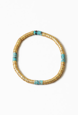 Blue Suede Jewels Matte Gold Disc Stretch Bracelet with Colorful Accents