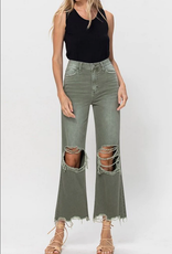 Vervet by Flying Monkey Army Green 90's Cropped Flare Jeans