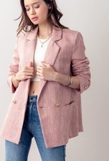 cherry cloth Houndstooth Double Breasted Blazer