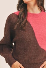 Lush Wavy Color Block Crewneck Sweater