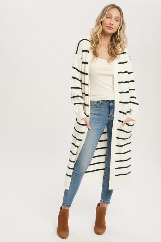 Bluivy Striped Longline Cardigan - J Marcel