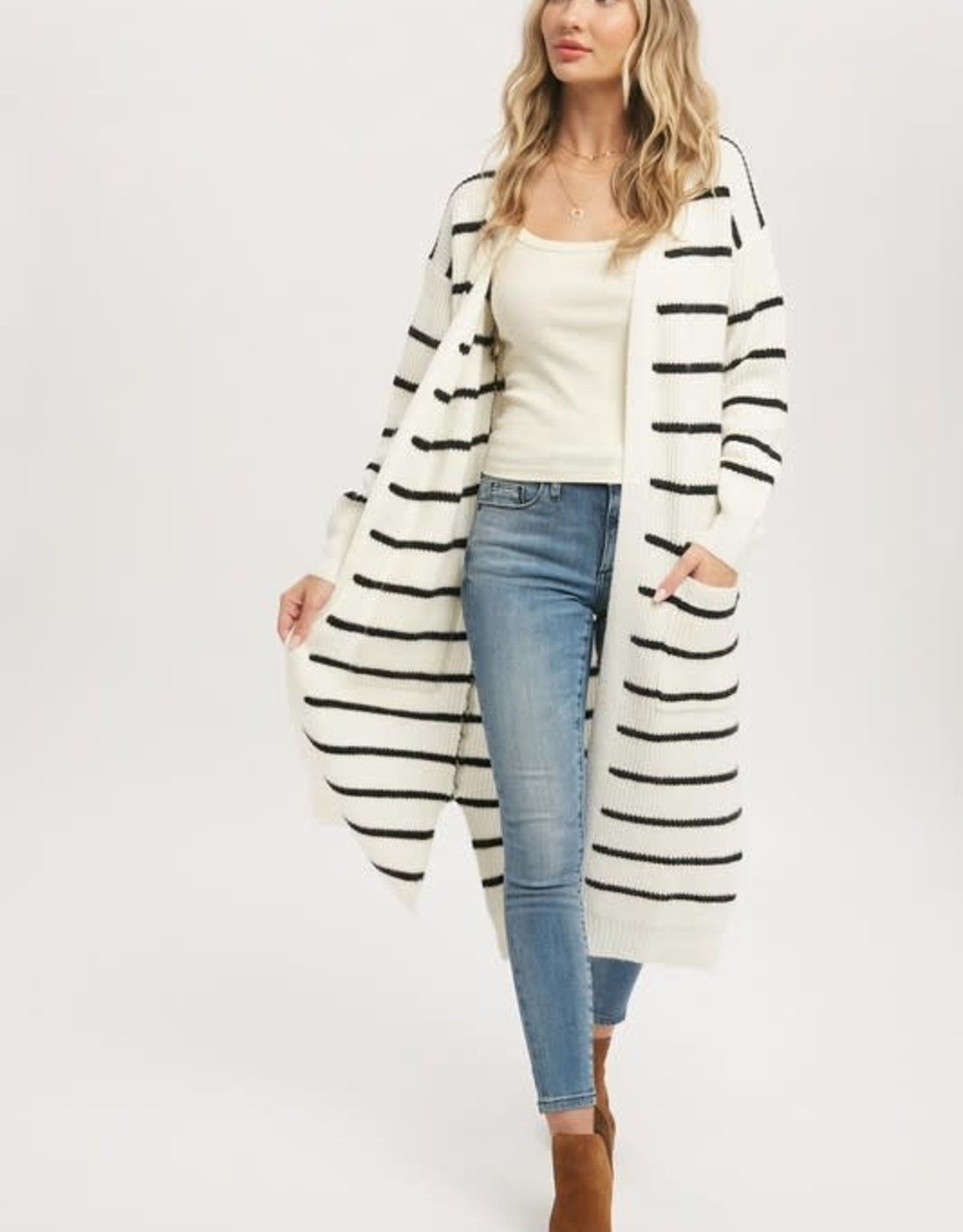 Bluivy Striped Longline Cardigan