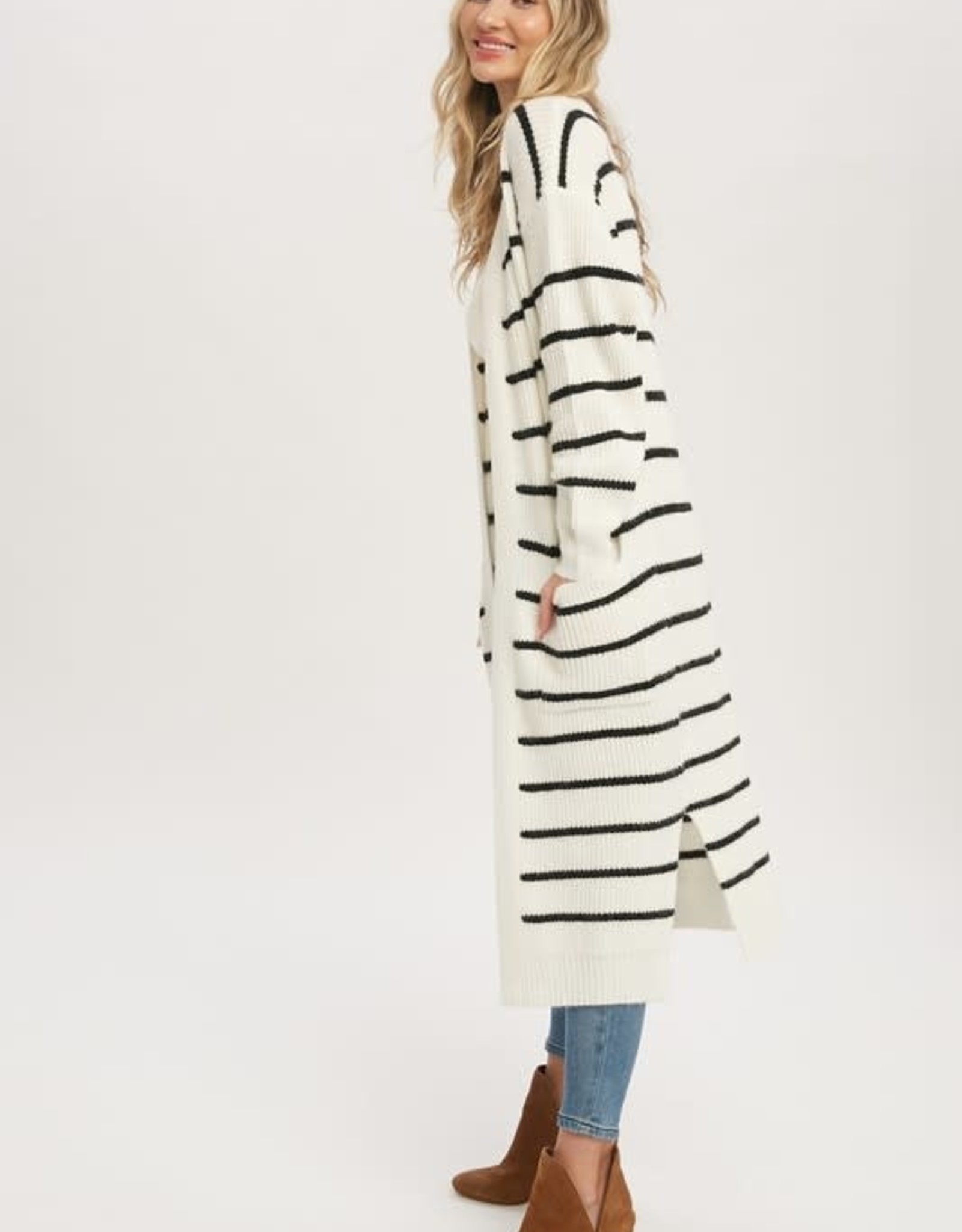 Bluivy Striped Longline Cardigan