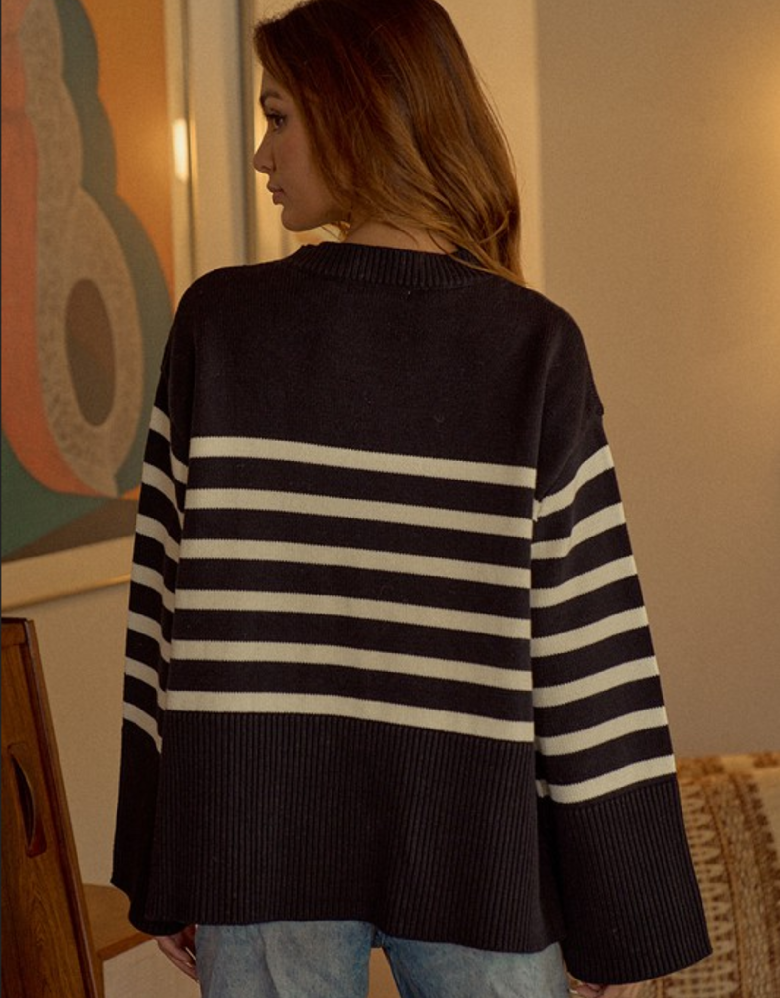 Lavalon Bell Sleeve Striped Sweater
