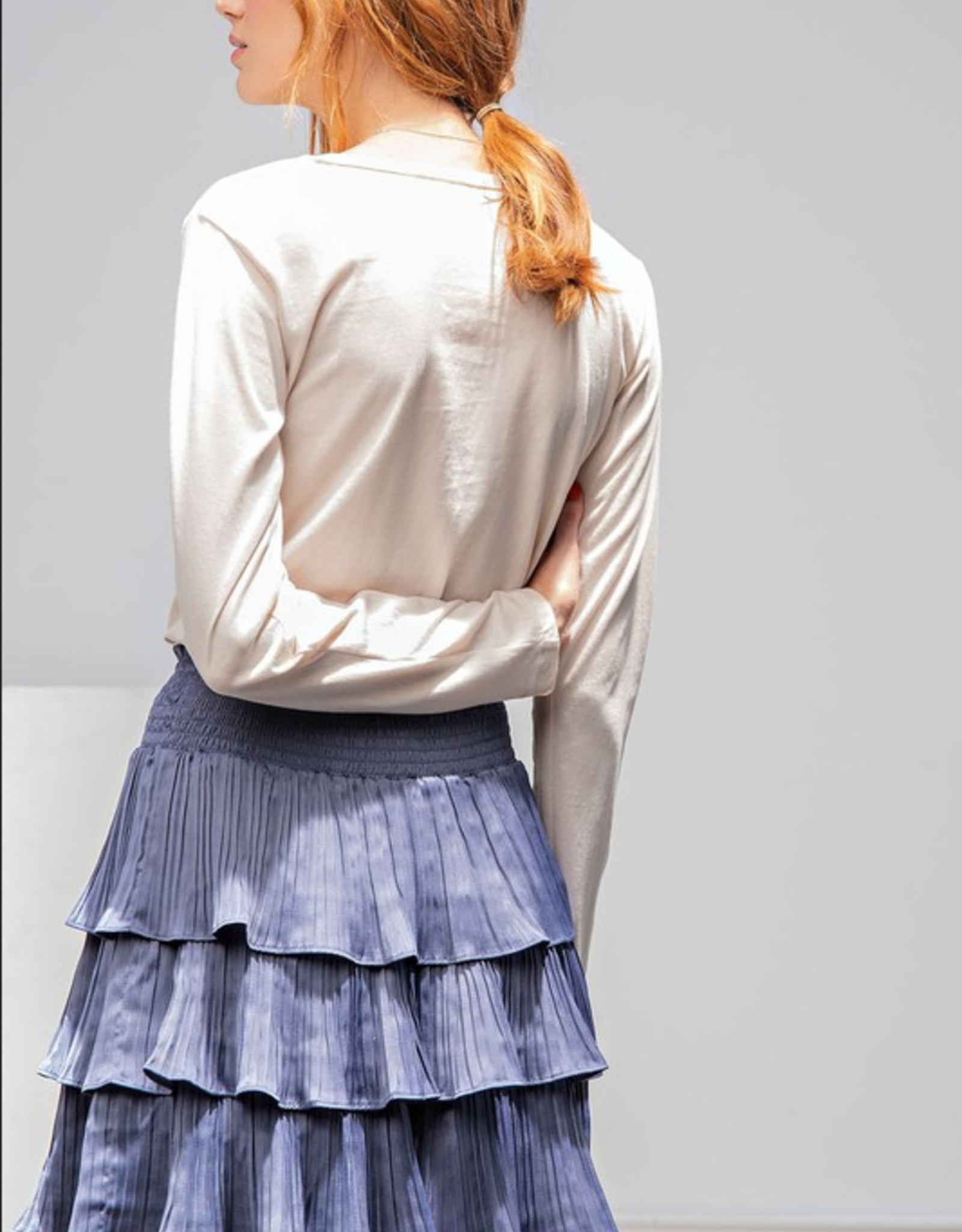 Easel Tiered Satin Ruffle Mini Skirt