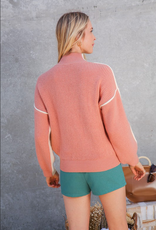 Lumiere Color Block Mock Neck Sweater