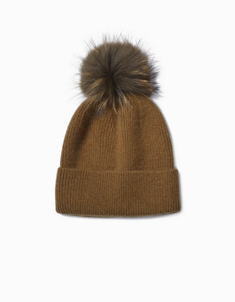 Look By M Basic Rib Knit Pom Pom Hat