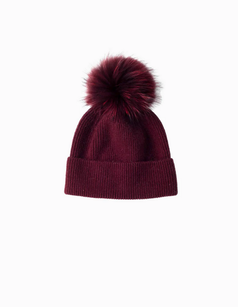 Look By M Basic Rib Knit Pom Pom Hat