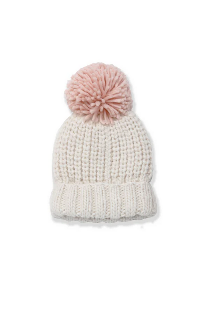 Look By M Hand-Knitted Cotton Candy Pompom Hat