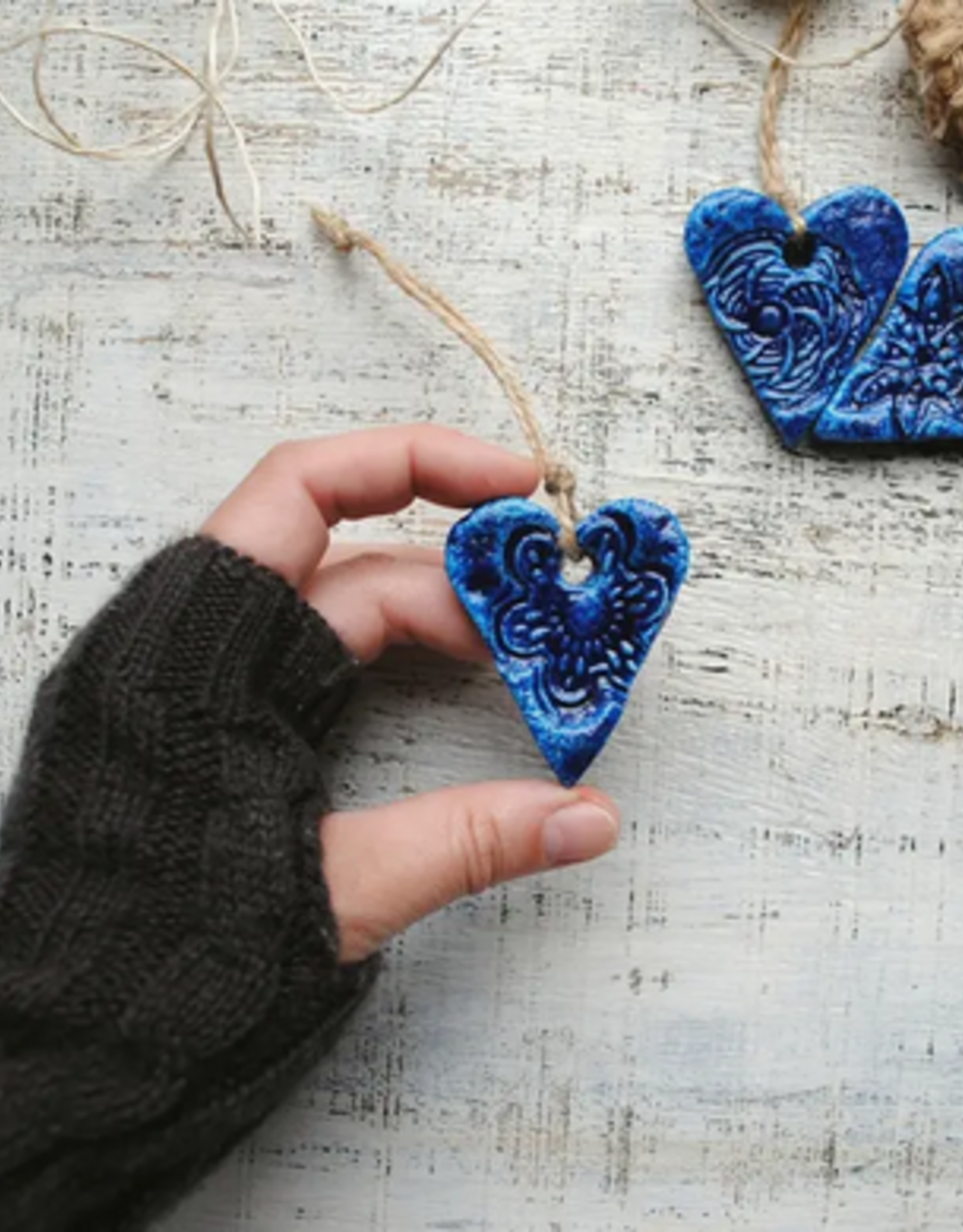 JM Handmade Blue Heart Ornaments
