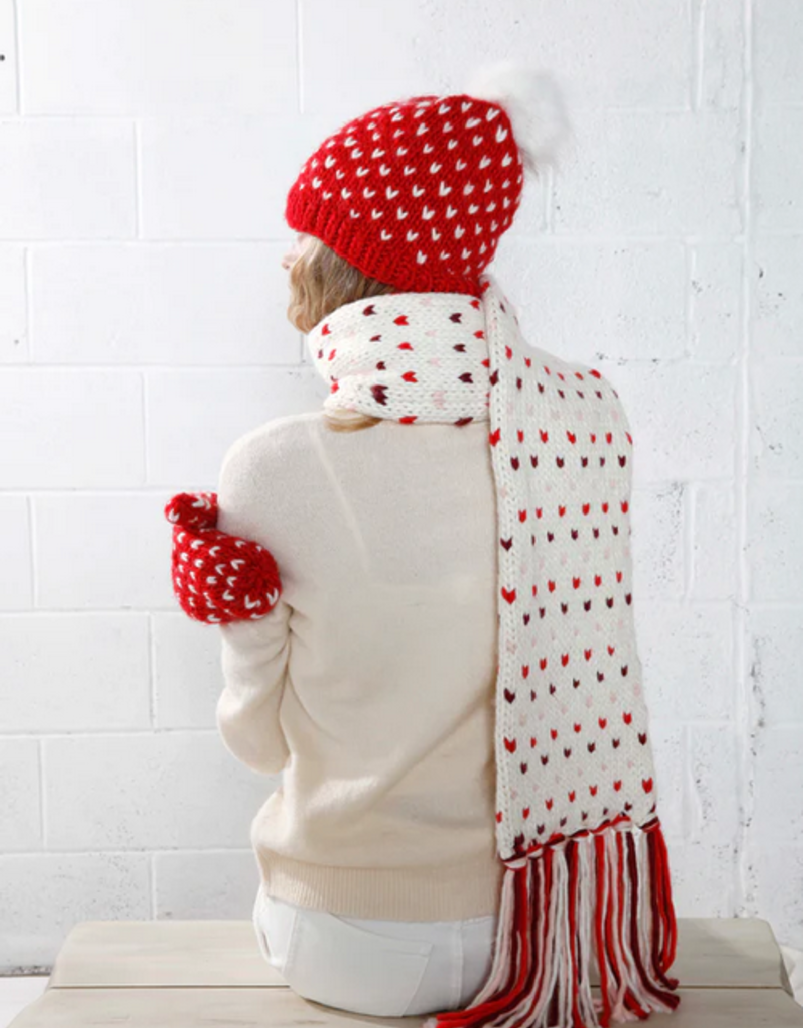 Look By M Little Hearts Scarf in Red