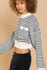 POL Cropped Striped Sweater